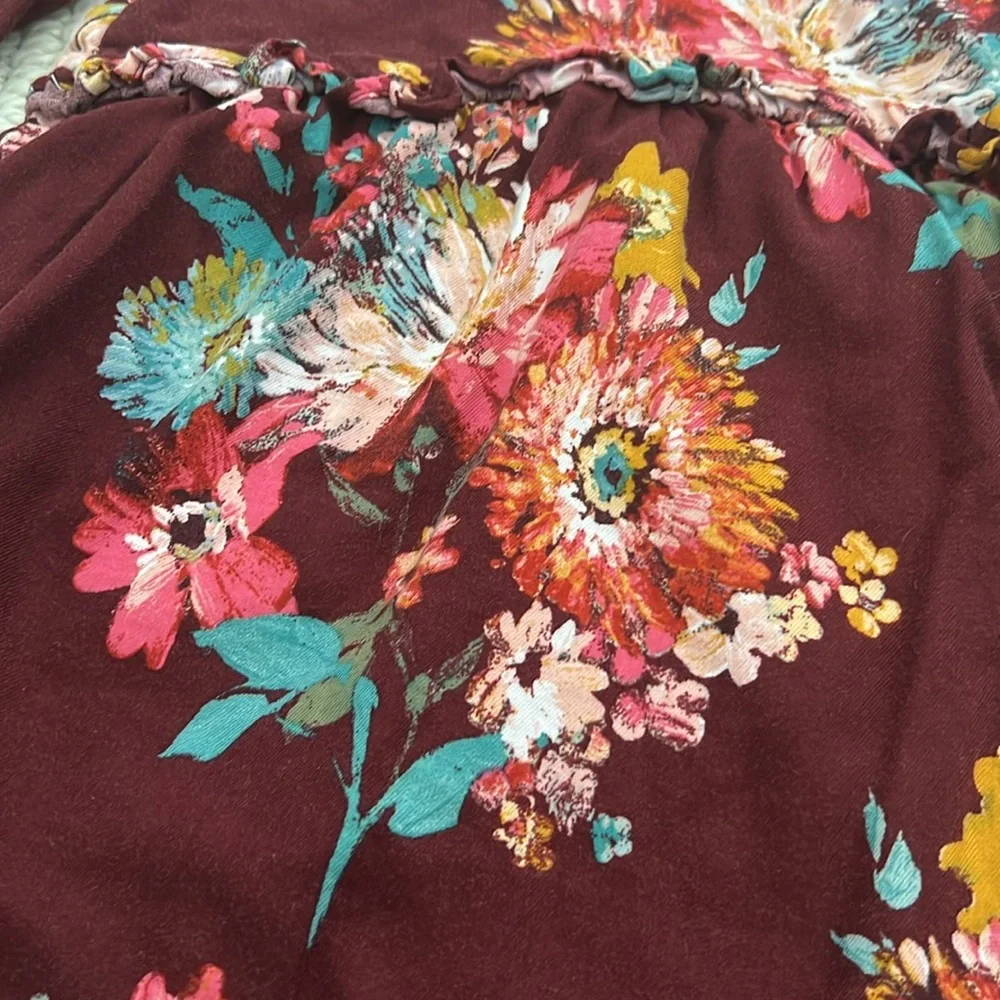 Baby Gap Floral Burgundy Dress Toddler Girls Size 5